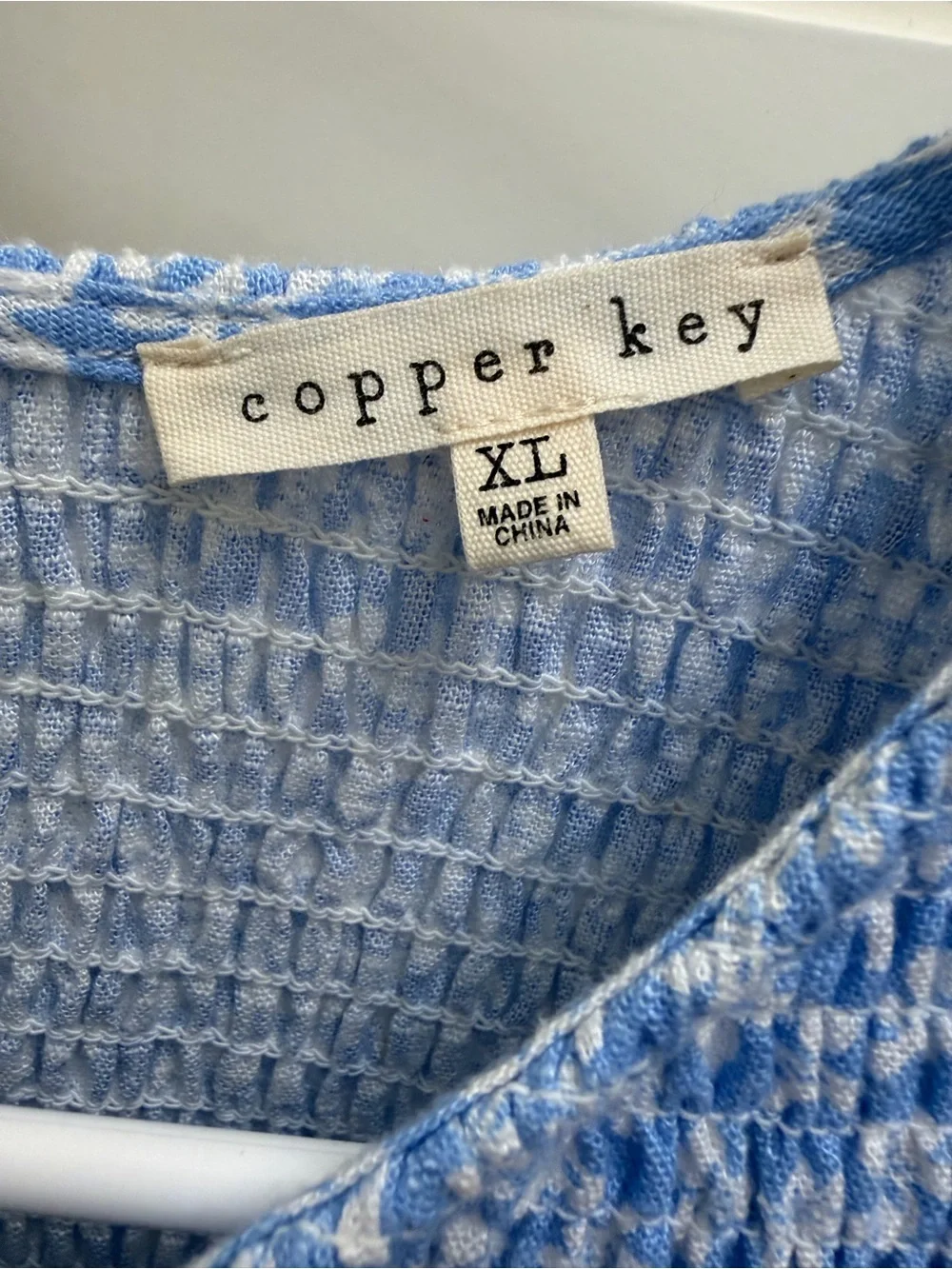 Copper Key Light Blue Floral Smocked Ruffle Dress